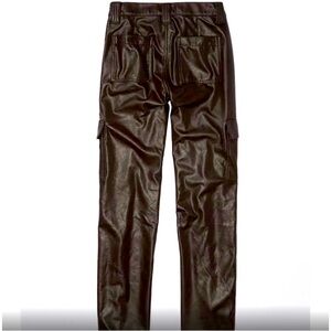 Brown leather cargo pants